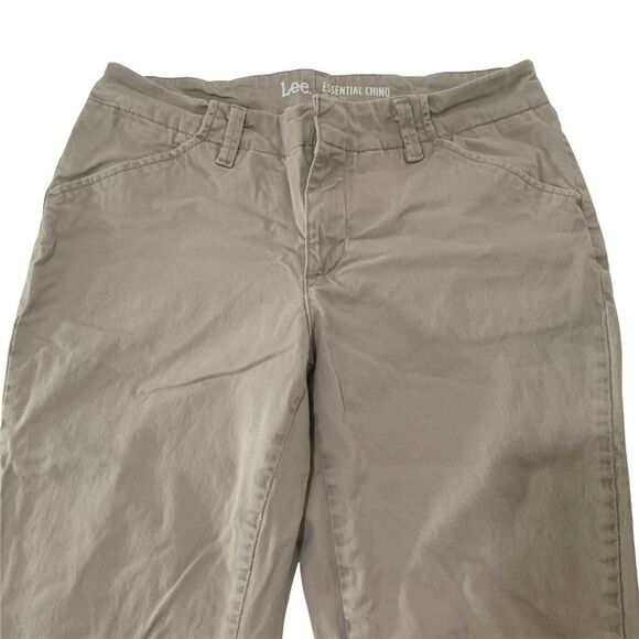 Lee Womens Essential Chino Pants Khaki Beige Size 4 Long Straight Leg Mid Rise - Picture 5 of 7